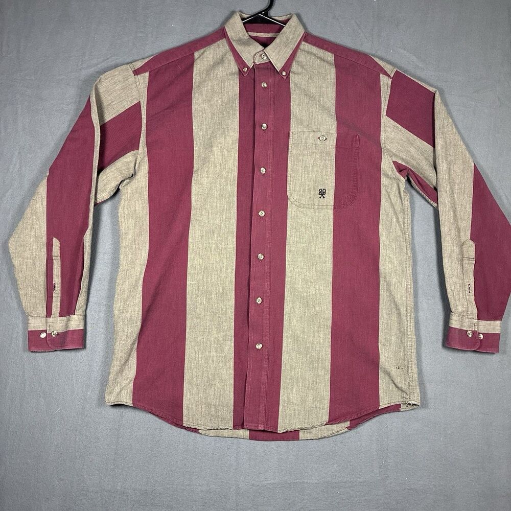 Vintage Wrangler TwentyX Striped Western Shirt Mens XL Red Black Button Up